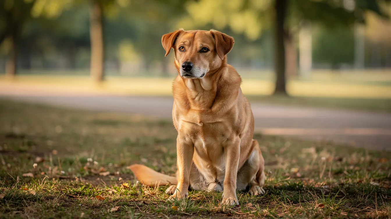 calm dog in the park