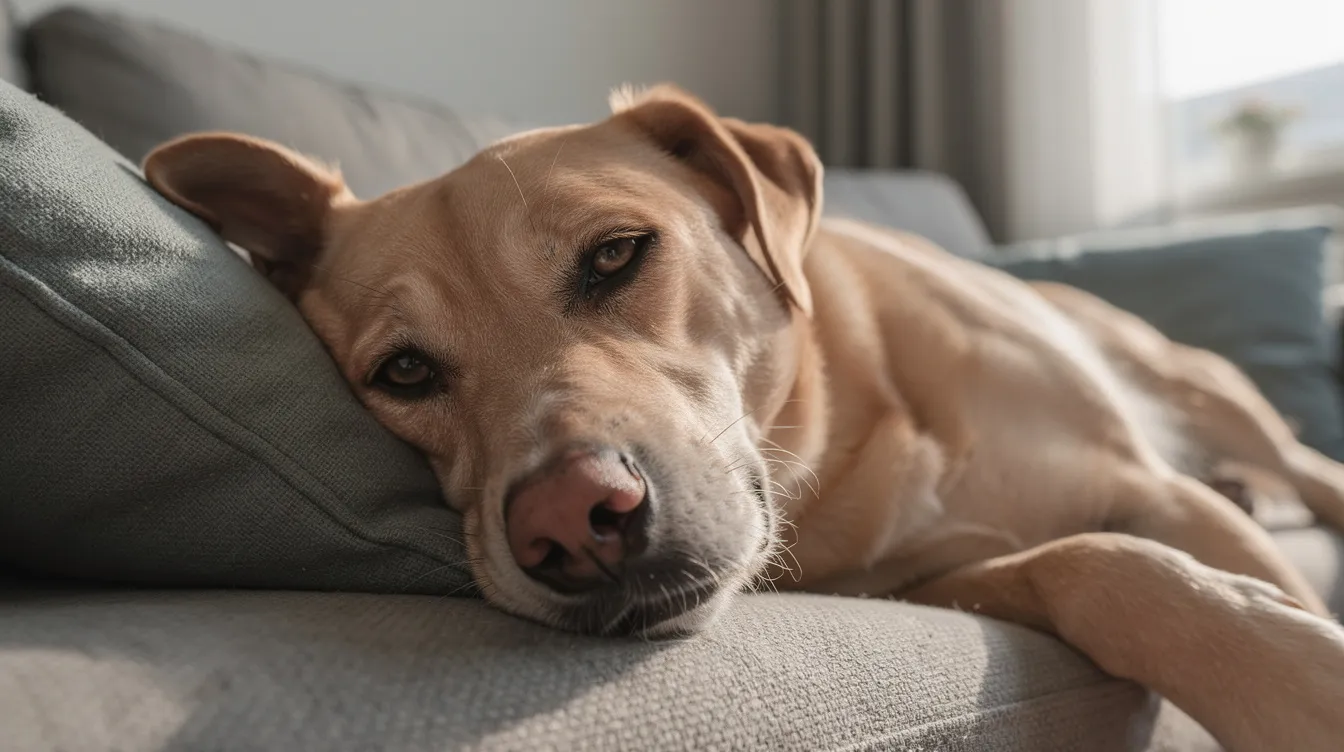 dog restin on couch