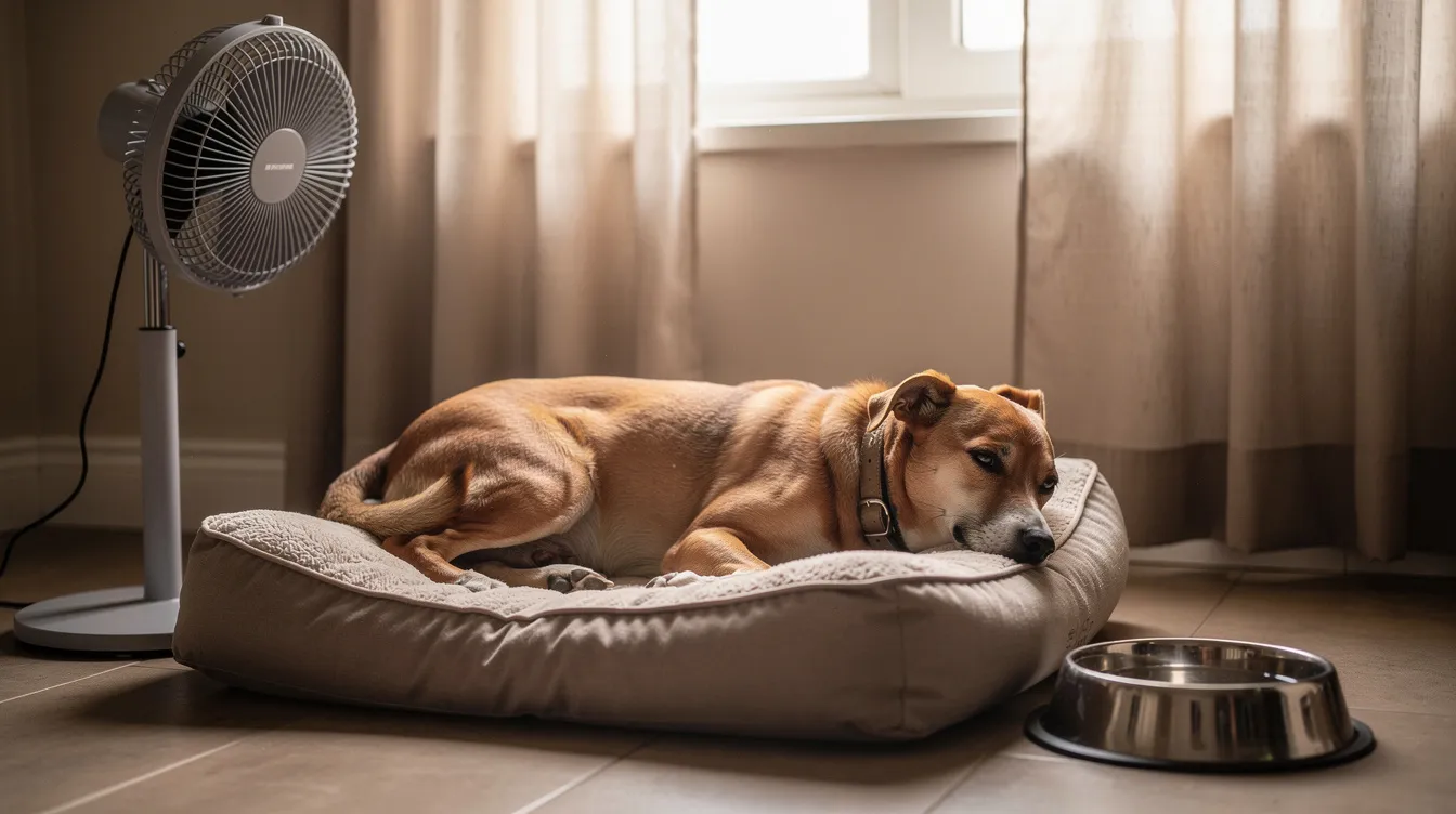 Dog resting in cozy bed.