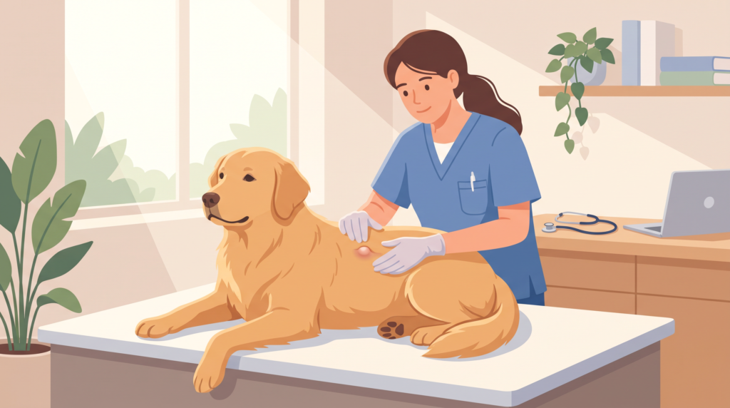 Veterinarian examining dog